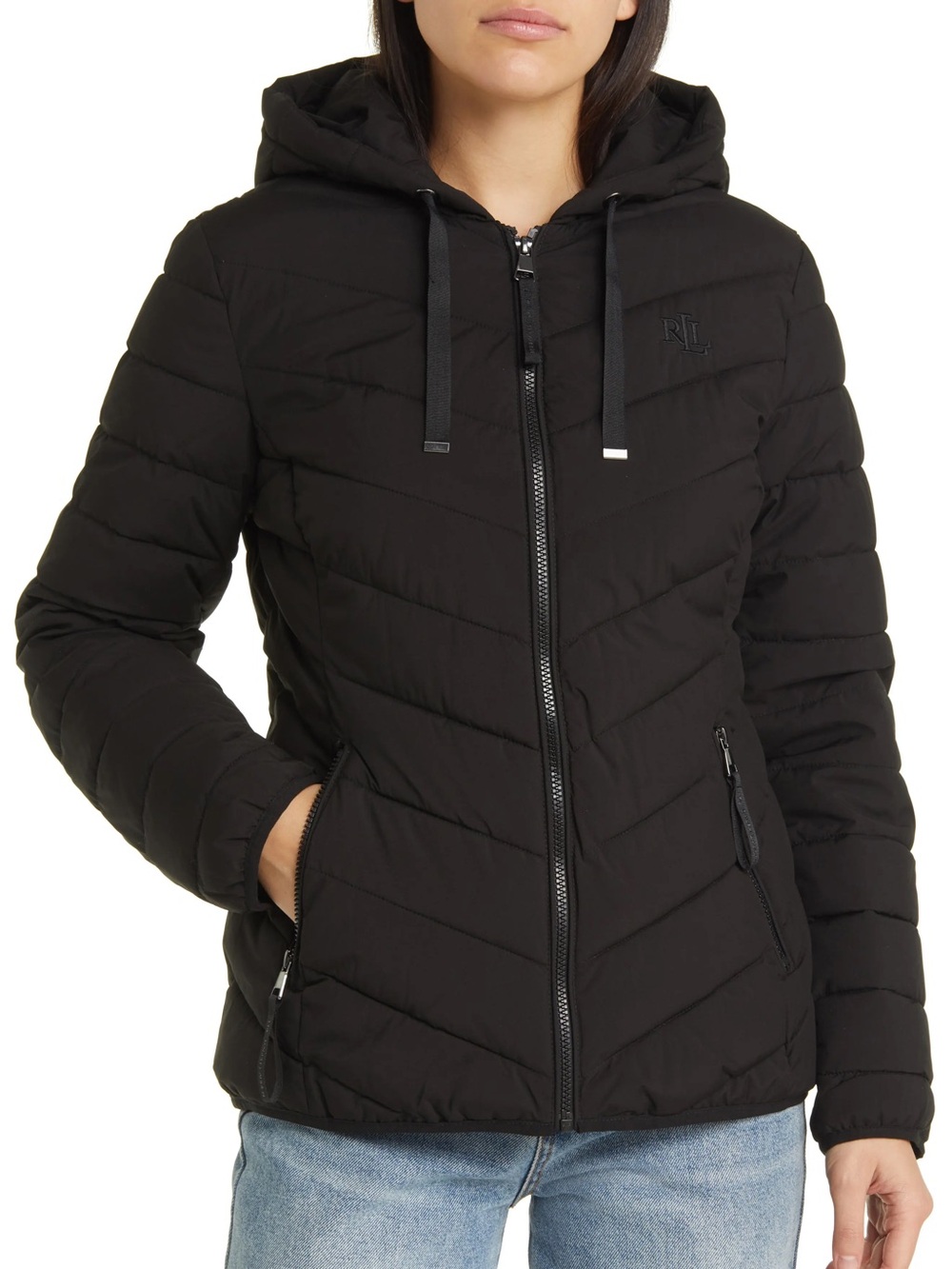 Lauren Ralph Lauren Black Label-Navy Quilted Hooded Puffer Jacket,SP